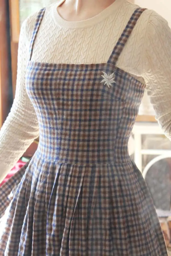Wool Plaid Sundress with Eelweis embroidery
