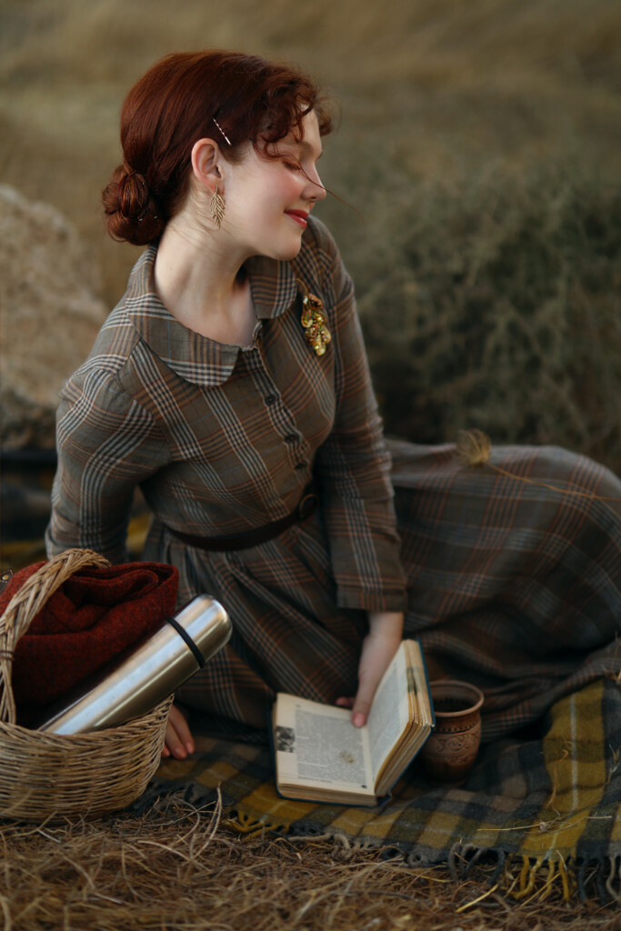 Checkered Linen Dress Son de Flor 